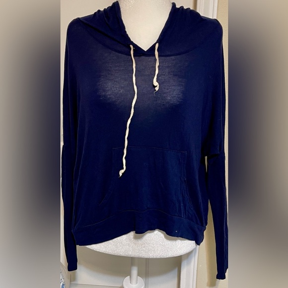 Anthropologie Navy Pullover Hoodie Slouchy Lightweight Cozy Boho Streetwear XL - Picture 2 of 11
